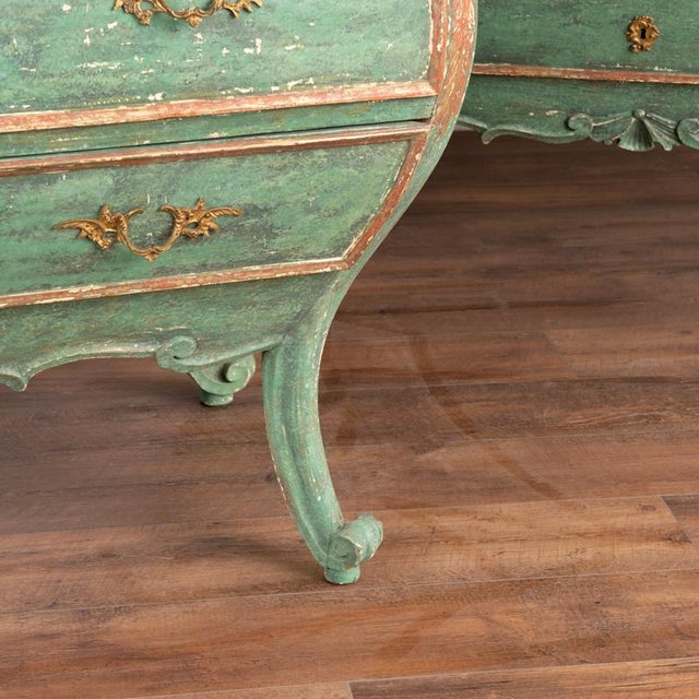 Pair, 18th Century Italian Large Green Painted Bombay Chest of Drawers Commodes For Sale - Image 16 of 18