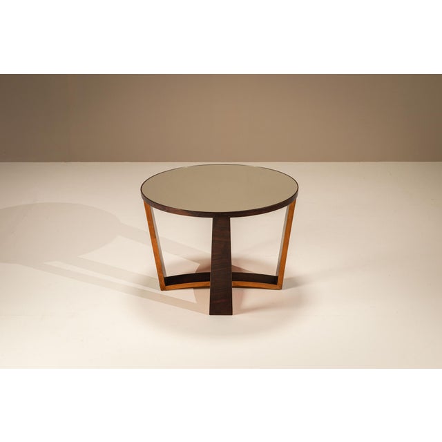 Italian Side Table with Mirrored Top and Geometrical Legs, 1940s For Sale - Image 4 of 13