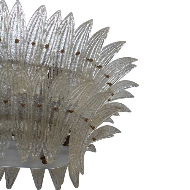 Mid-Century Modern Italian Suspension Lamp in Transparent Murano Glass and Brass For Sale - Image 5 of 13