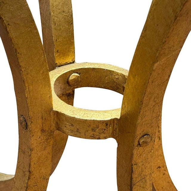 Mid-Century Modern Gilt Round Iron Table Attributed to Roger Thibler For Sale - Image 3 of 5