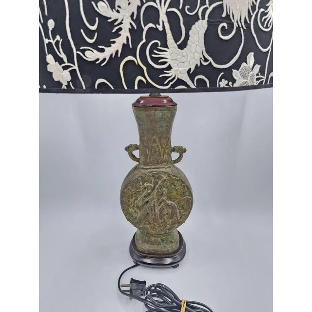 Antique Chinese Bronze Table Lamp For Sale - Image 5 of 13