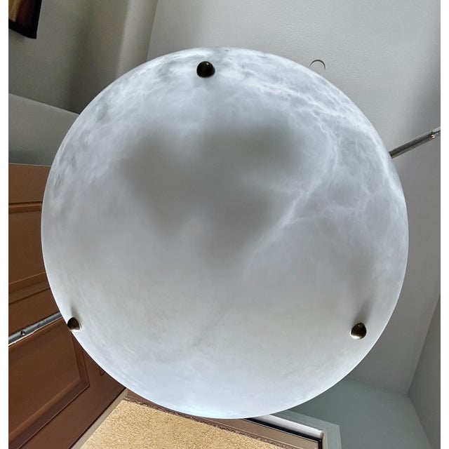 White Large French Directoire Style Alabaster Chandelier Pendant Light For Sale - Image 8 of 16