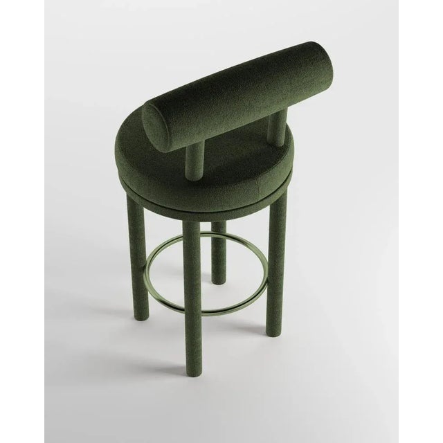 Collector Moca Bar Chair in Boucle Green by Studio Rig For Sale - Image 4 of 5