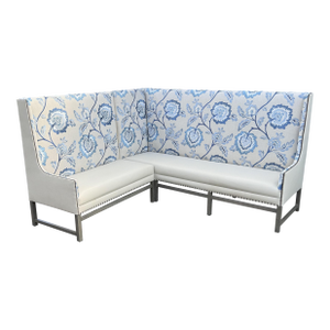 Custom Two Piece High-Back Banquette With Manuel Canovas Fabric
