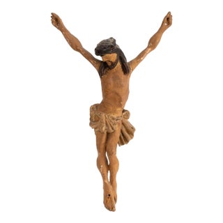 Ecclesiastical Carved Wood Crucifix Sculpture For Sale