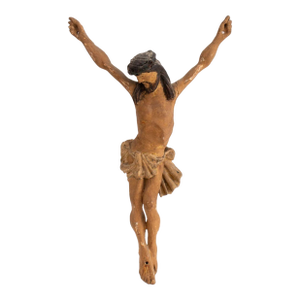 Ecclesiastical Carved Wood Crucifix Sculpture