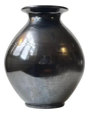 Herman August Kähler Floor Vase in Black Lustre Glaze, 1920s