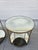 Metal Oly Studio Round Jonathan Antiqued Mirrored Side Tables For Sale - Image 7 of 12