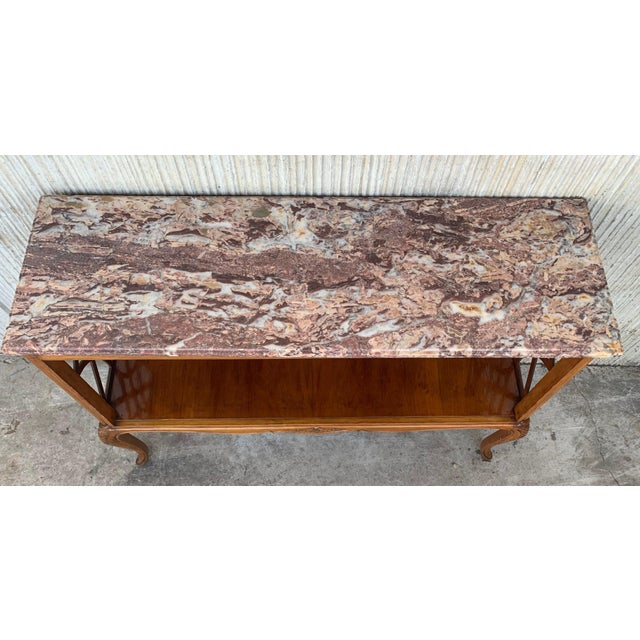 Early 20th Century Pair of French Server Sideboard Table Carved Oak Panels with open Shelve For Sale - Image 9 of 18