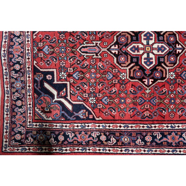 Textile 1940s, Vintage Persian Hamadan Rug 4' X 5' For Sale - Image 7 of 12