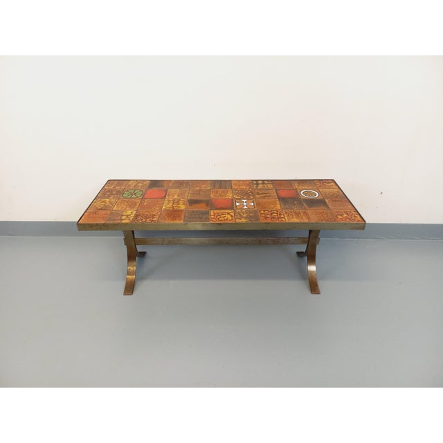 Ceramic Vintage Rectangular Coffee Table in Steel and Ceramic, 1960s For Sale - Image 7 of 16