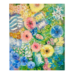 Modern Abstract Floral Painting on Canvas, by Youn Cho
