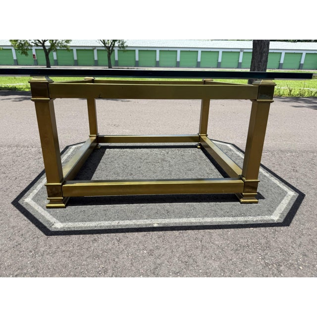 Mid-Century Modern Mastercraft Brass Profile Coffee Table With Glass Top For Sale - Image 3 of 5