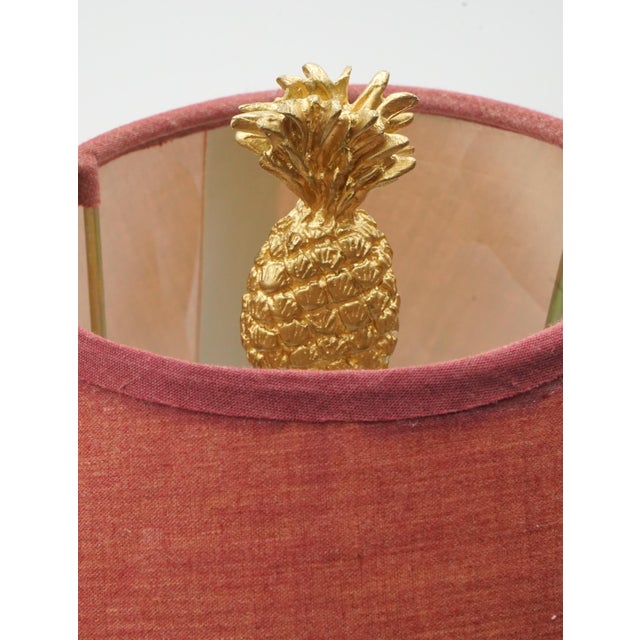 Traditional 1980s Brass 3 Column 2 Light Bouillette Table Lamp For Sale - Image 3 of 9