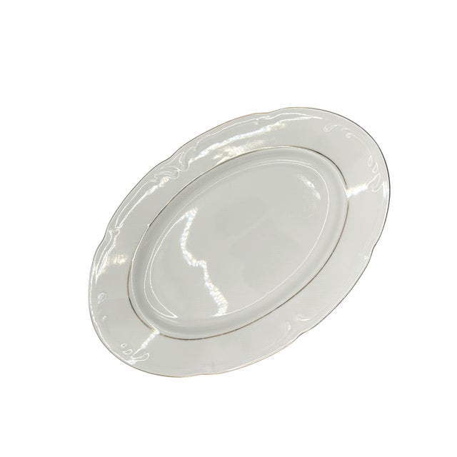 White Vintage Baum Southington "Golden Rhapsody" Polish Oval Serving Platter For Sale - Image 8 of 11