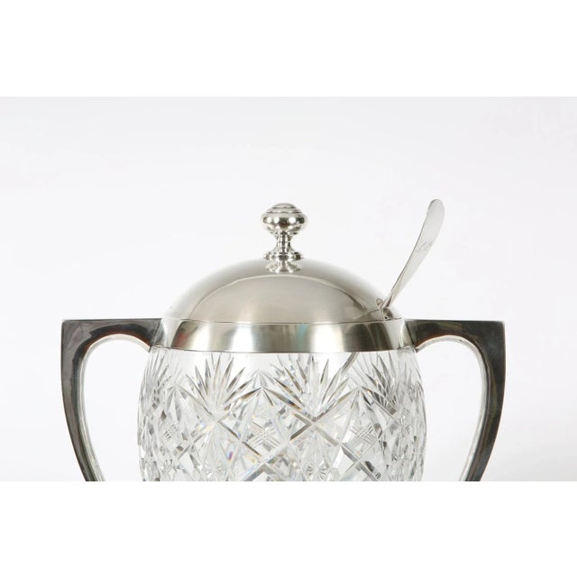Mid-Century Modern German Sterling / Cut Glass Punch Bowl For Sale - Image 3 of 10