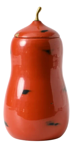 Japanese Negoro Lacquer Toothpick Holder, 1920s