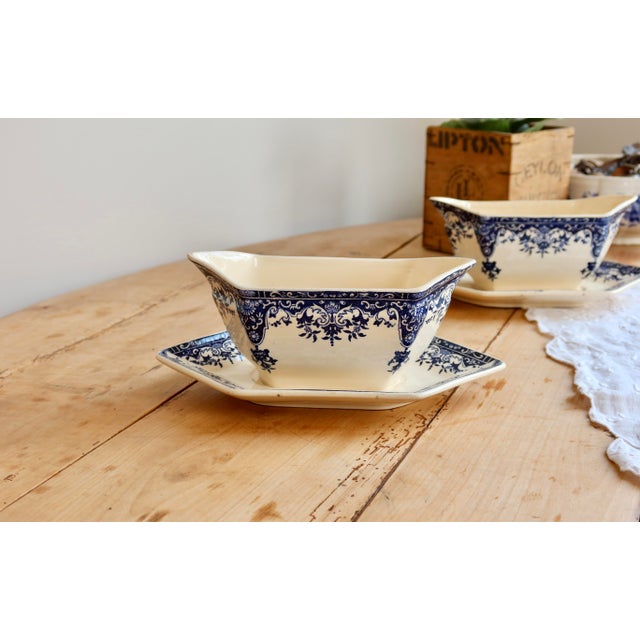 Antique Ironstone Gravy Boat from Longchamp, 1890s For Sale - Image 4 of 10