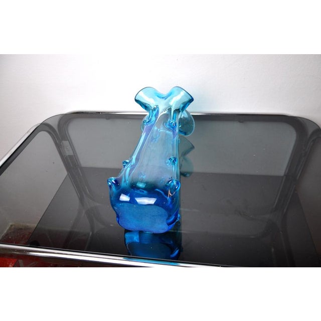 Glass Blue Seguso Vase in Murano Glass from Seguso, Italy, 1970s For Sale - Image 7 of 8