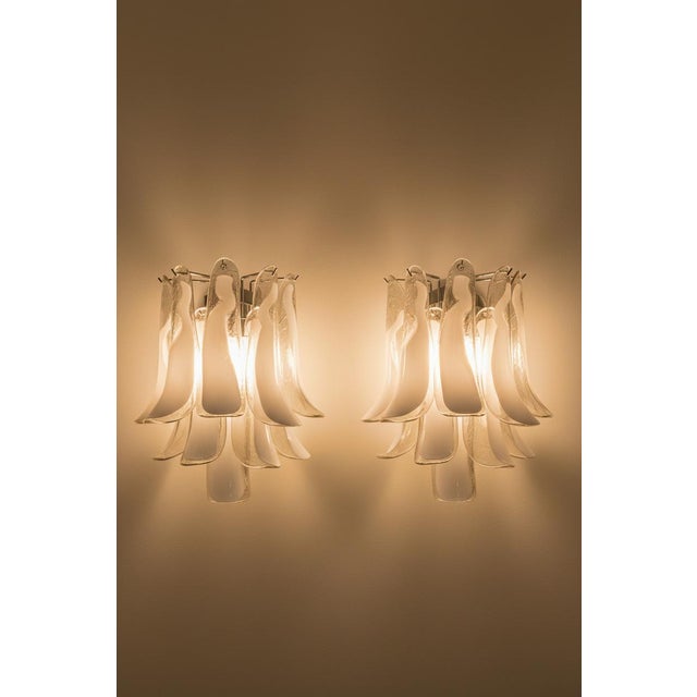 Mid-Century Modern Mazzega-Inspired moked & Lattimo Murano Glass Wall Sconces - a Pair For Sale - Image 3 of 7