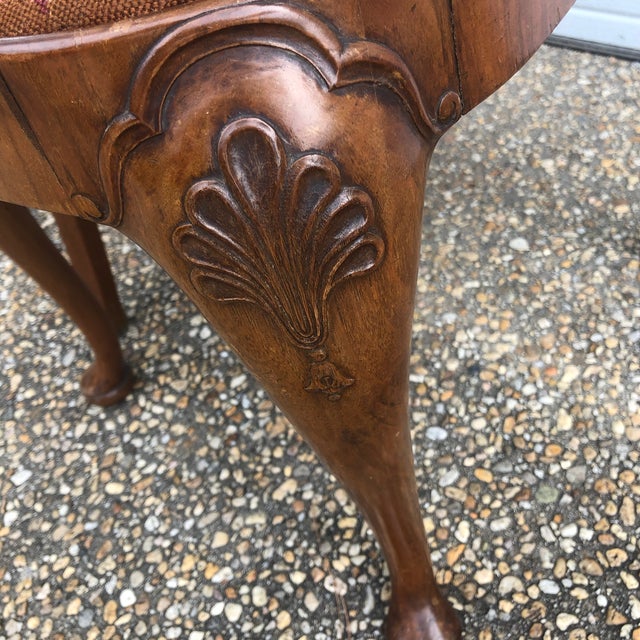 Early Twentieth Century Antique Queen Anne Revival Side Chairs With Original Tapestry/Needlepoint Upholstery, His and Hers, Near Pair For Sale - Image 11 of 11
