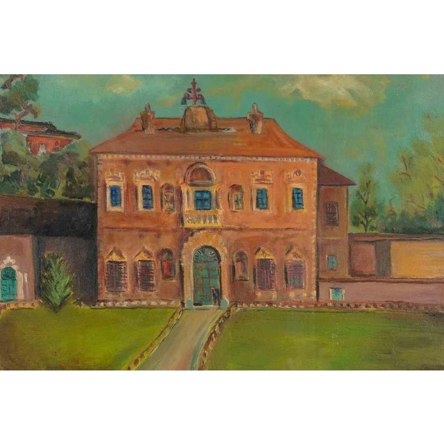 Oil on cardboard realized by sirio pellegrini in 1960s. Hand signed. Includes a wooden frame realized by the artist. Cm....