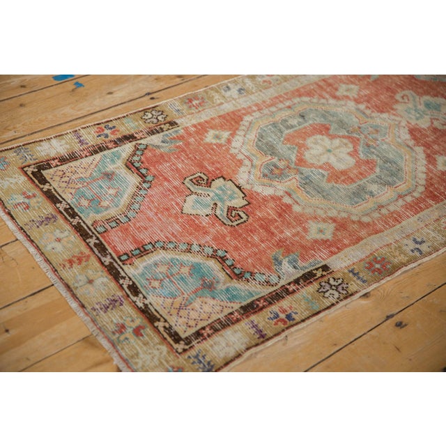 Brick Red Vintage Distressed Oushak Rug Runner - 2'4" x 4'9" For Sale - Image 8 of 10
