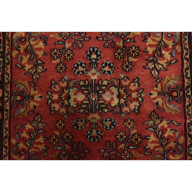 Pink Fine Sarouk Runner 2’8” X 9’7” Pink Wool Traditional Hand-Knotted Oriental Rug For Sale - Image 8 of 12