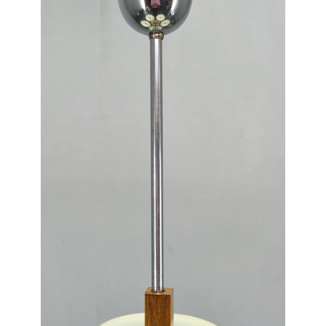 Art Deco Chrome and Walnut Chandelier, Czechoslovakia, 1930s For Sale - Image 9 of 11