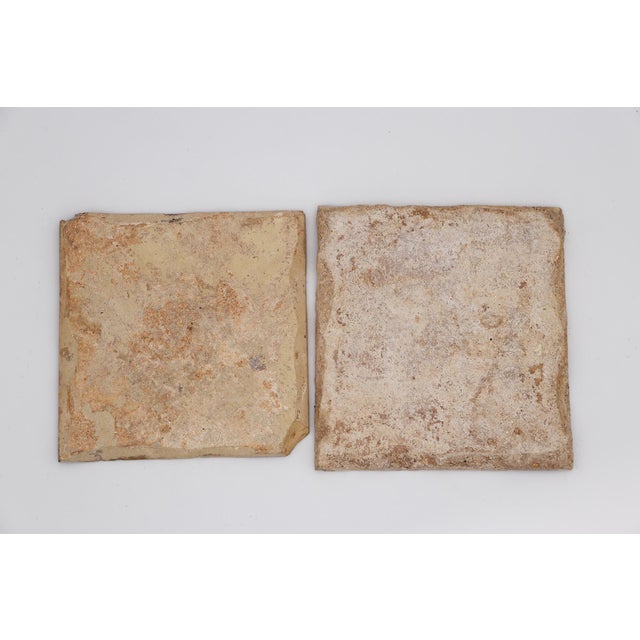 Blue 17th Century Portuguese Blue & White Floral Set of Two Tiles For Sale - Image 8 of 9