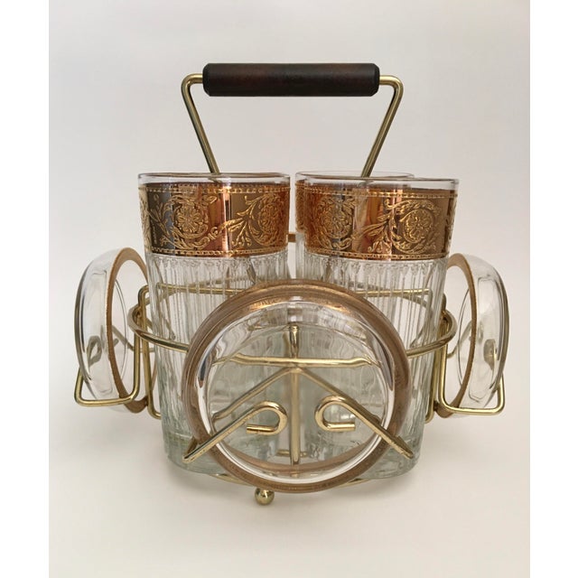 Culver Ltd. Mid-Century Modern Culver Tyrol Caddy Set With Four Highballs and Coasters- 9 Piece For Sale - Image 4 of 5