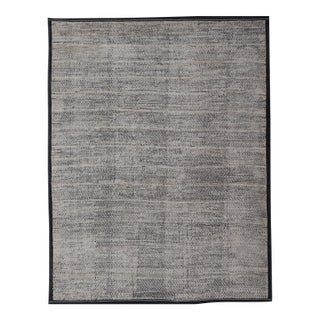 Oversized Afghan Minimalist Modern Casual With Black Background and Ivory Pile 14'1 X 17'2 For Sale