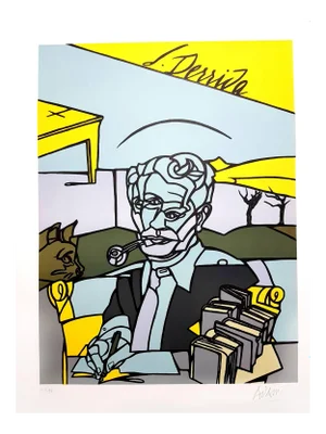 Valerio Adami - Jacques Derrida - Original Signed Lithograph 2014