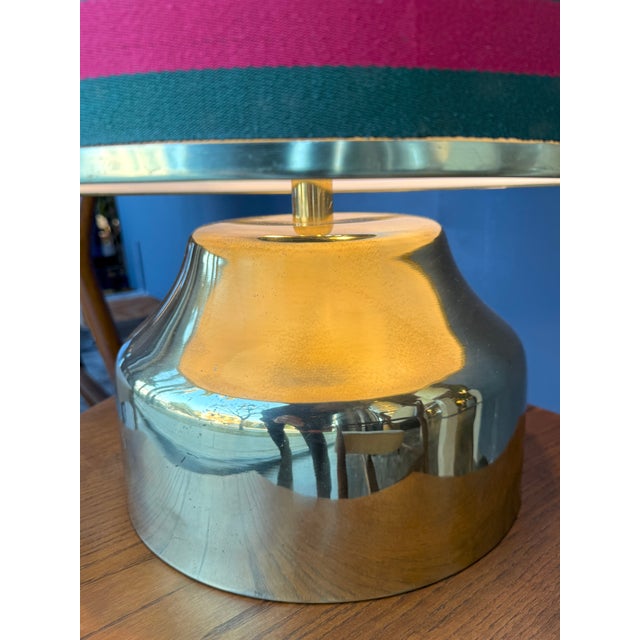 Italian Brass Table Lamp With Canvas Shade. 1970s For Sale In Los Angeles - Image 6 of 10