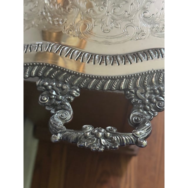 Antique Early 20th Century Rococo Style Large Footed Butler by Crown Silver Co. For Sale - Image 14 of 18