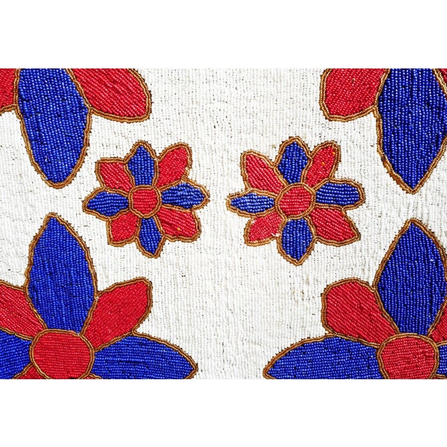 Wood Blue, Red, & White Vintage Yoruba Beaded Chair For Sale - Image 7 of 8