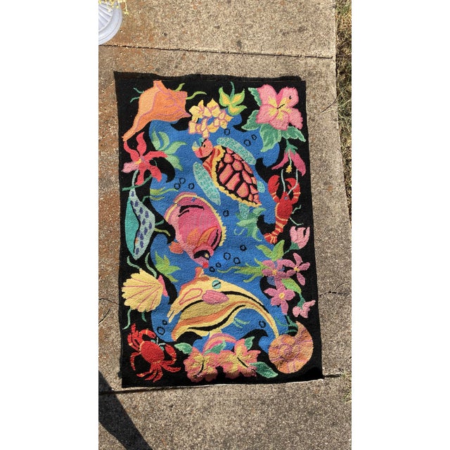 Early 21st Century Hand Hooked Wool Under the Sea Rug For Sale - Image 5 of 8