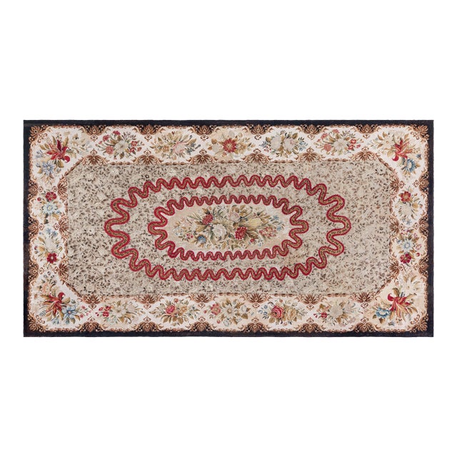 Antique 19th Century European Needlepoint Rug For Sale