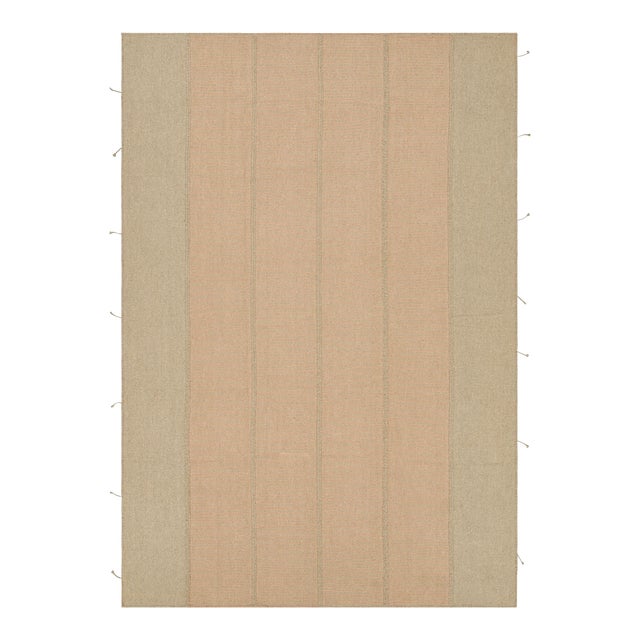 Rug & Kilim’s Contemporary Kilim in Peach and Beige Textural Stripes For Sale
