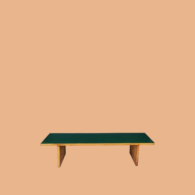 Mid-Century Modern Vintage Solid Oak Bench For Sale - Image 3 of 10