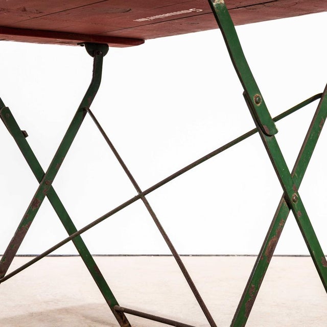 French Folding Wood and Forged Metal Base Table, 1950s For Sale - Image 4 of 10