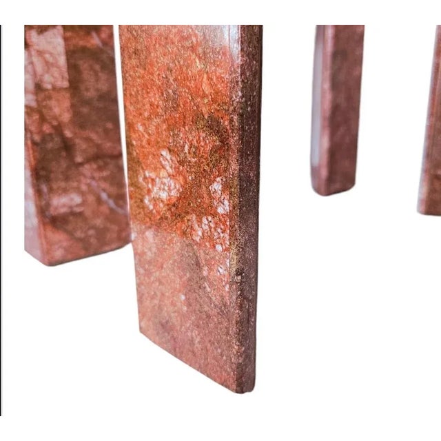 Karl Springer 1960s Mid Century Hollywood Regency Karl Springer Style Tessellated Pink Marble Side Tables - a Pair For Sale - Image 4 of 12