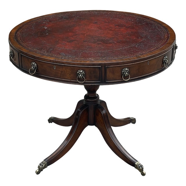 Mahogany Drum Table, Late 19th Century For Sale