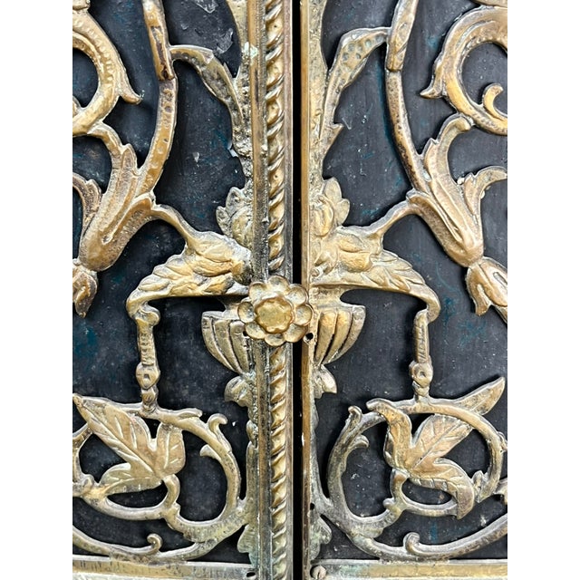 Antique Gothic Revival Cast Iron and Brass Phone Stand Attr. Oscar Bach or Bertram Segar C. 1920 Greenwich Village For Sale - Image 9 of 13