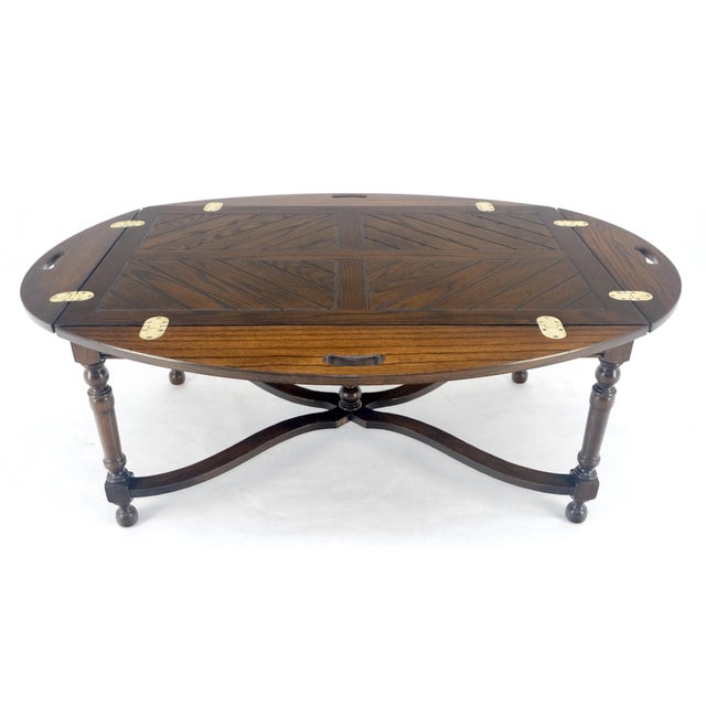 Spanish Colonial Turned Legs Drop Leaves Butlers Tray Coffee Table MINT For Sale - Image 9 of 13