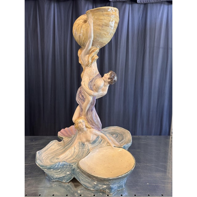 Italian Art Nouveau Glazed Ceramic Centerpiece, 1900 For Sale - Image 4 of 18