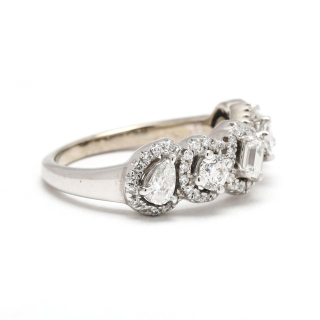 Modern 1.22ctw Multi Shape Diamond Band, 10k White Gold, Ring Size 7 For Sale - Image 3 of 7