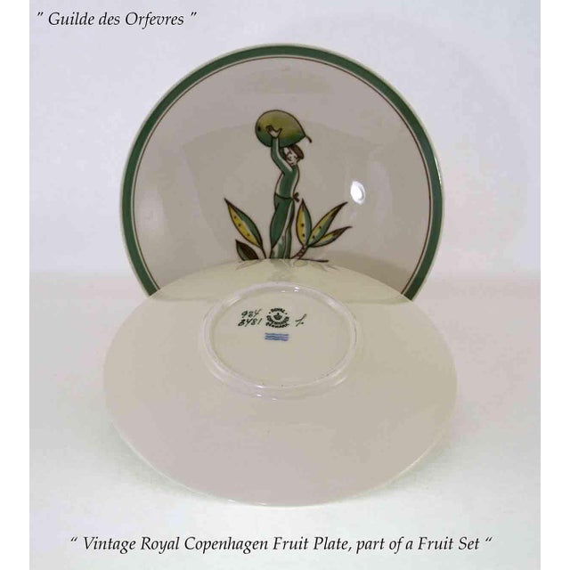 Mid-Century Modern 1950’s Vintage Royal Copenhagen Fruit Green Decoration- Set of 7 For Sale - Image 3 of 5