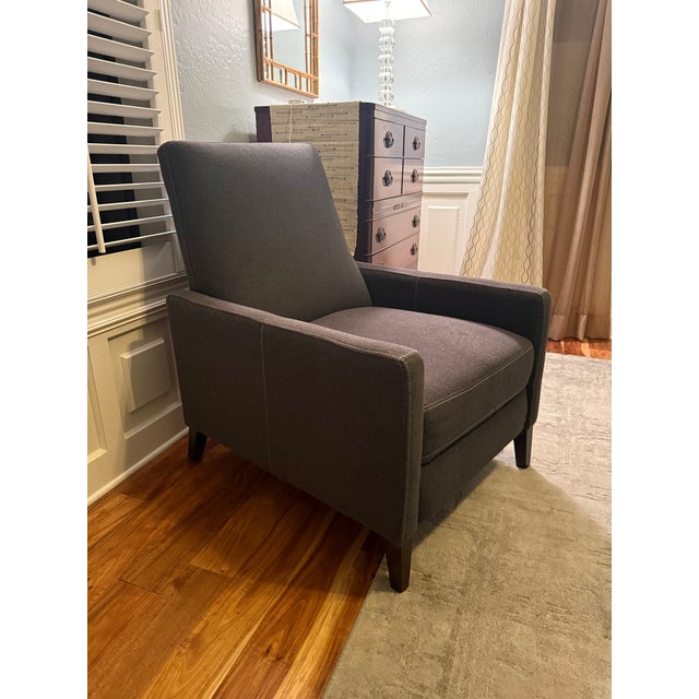 Modern West Elm Lewis Push-Back Recliner – Charcoal / Dark Grey – Excellent Condition For Sale - Image 3 of 5