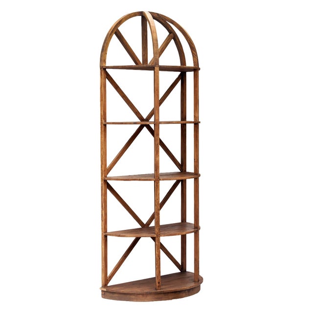 Restoration Hardware; Tall Reclaimed Wood Etagere Dome Book Case For Sale In Los Angeles - Image 6 of 9